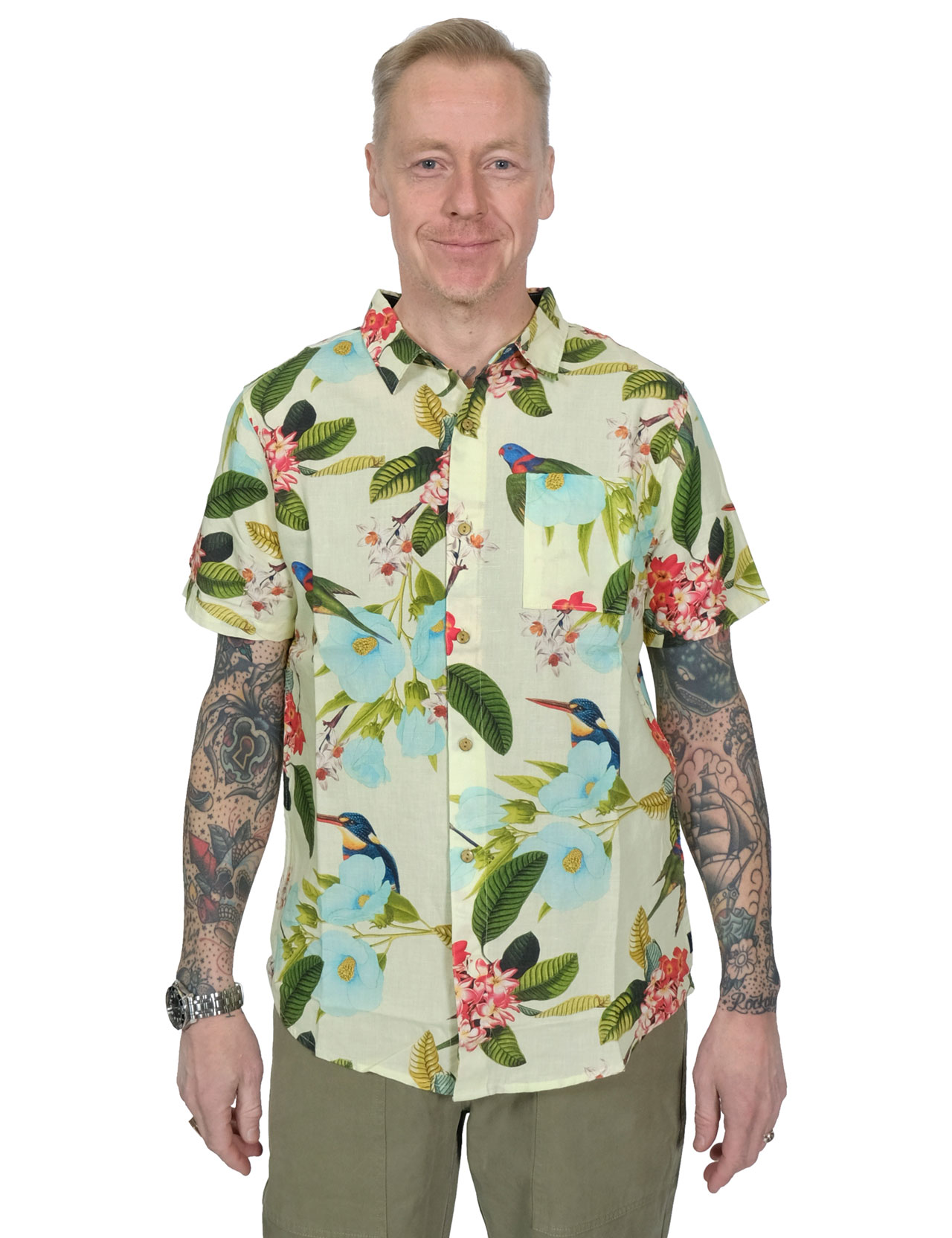 Roark - Journey Manu Floral Woven Shirt - Lime