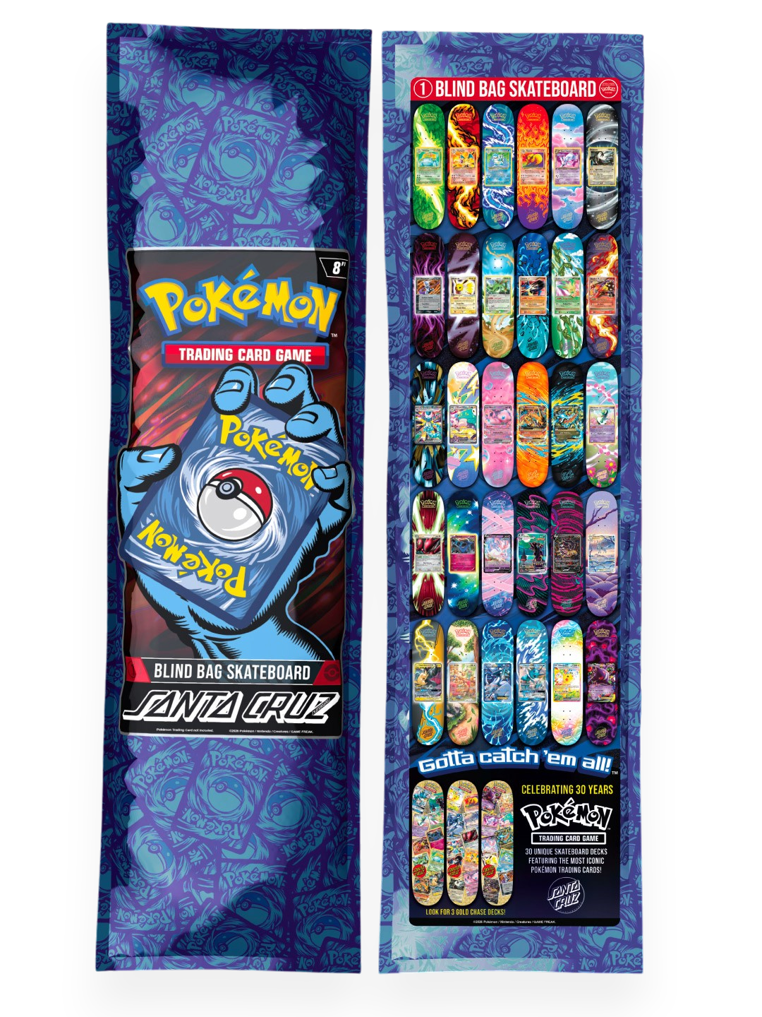 Santa Cruz - Assorted PokémonT TCG Blind Bag Skateboard Deck - 8´ (Limited Editi