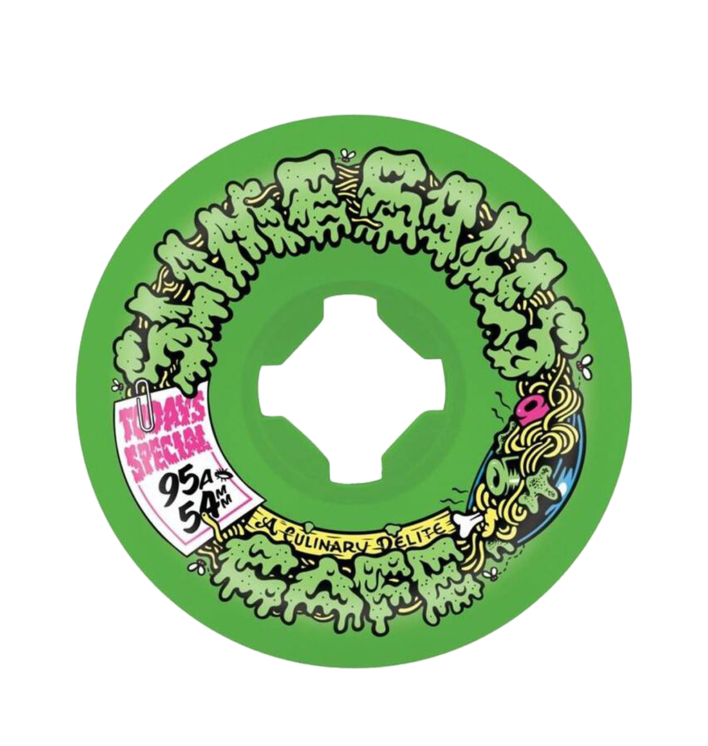 Santa-Cruz---Slime-Balls-Double-Take-Cafe-Vomit-Mini-95-Green-Skate-Wheels--54mm1