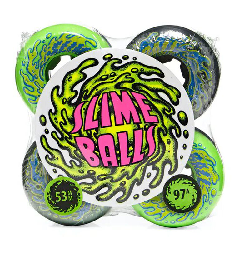 Santa Cruz - Slime Balls Double Take Vomit Mini Green/Black Skateboard Wheels 97
