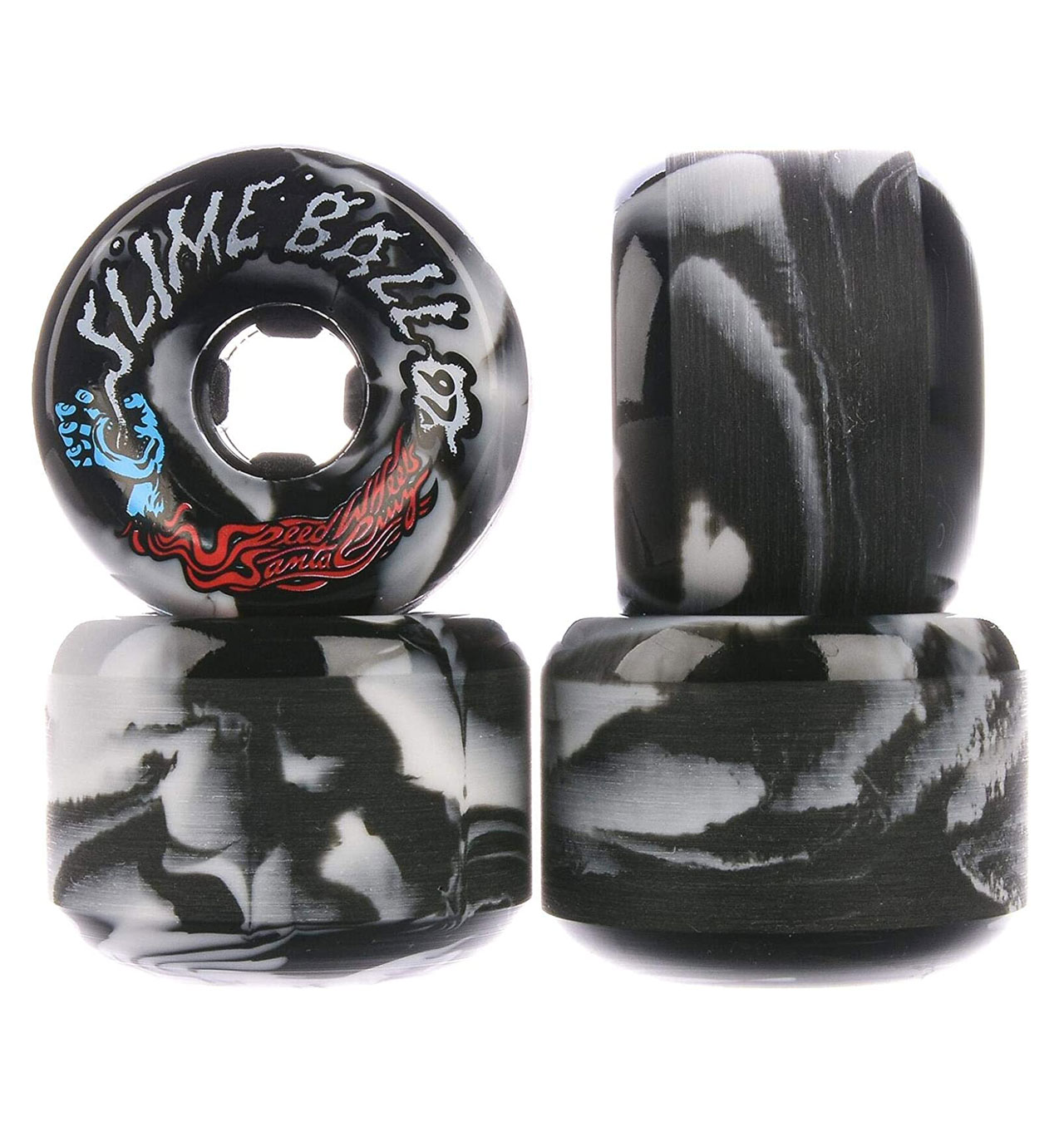 Santa Cruz Skateboard Wheels Slime Balls 60mm Vomits 97A Black/White Swirl 