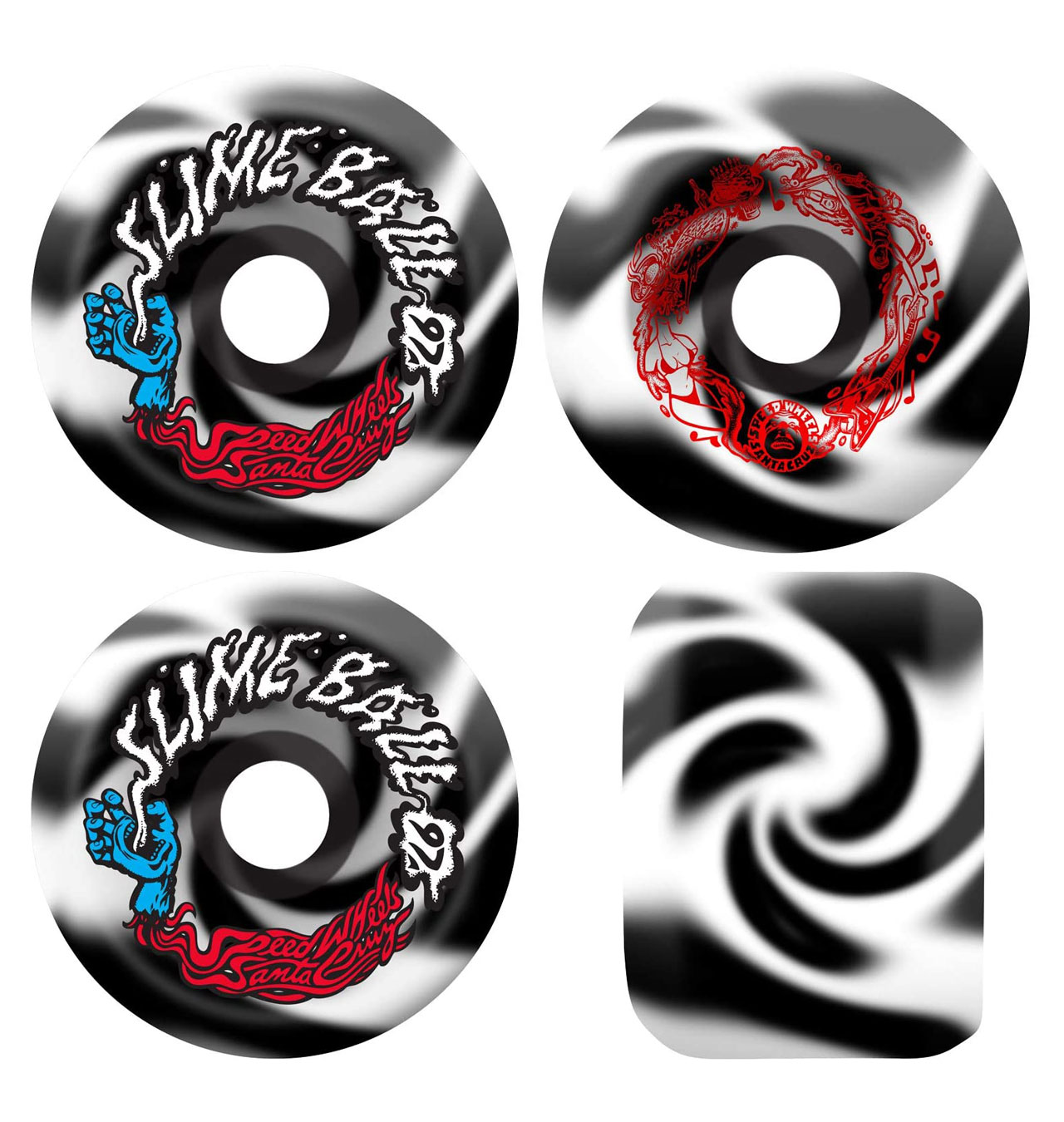 Santa Cruz - Slime Balls OG Skateboard Wheels Vomits 97A Black/White Swirl - 60m
