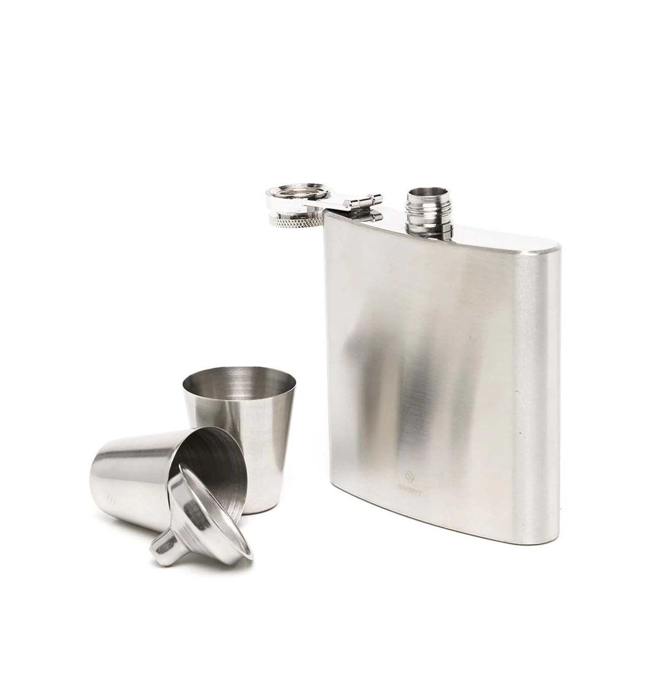 Society - Flask and Shot Glass Set - Stainless Steel 