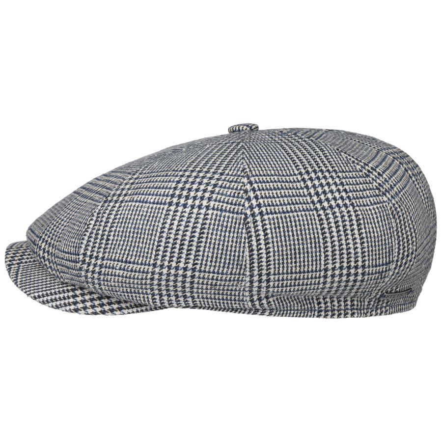 Stetson - 8 Panel Houndstooth Flat Cap - Blue