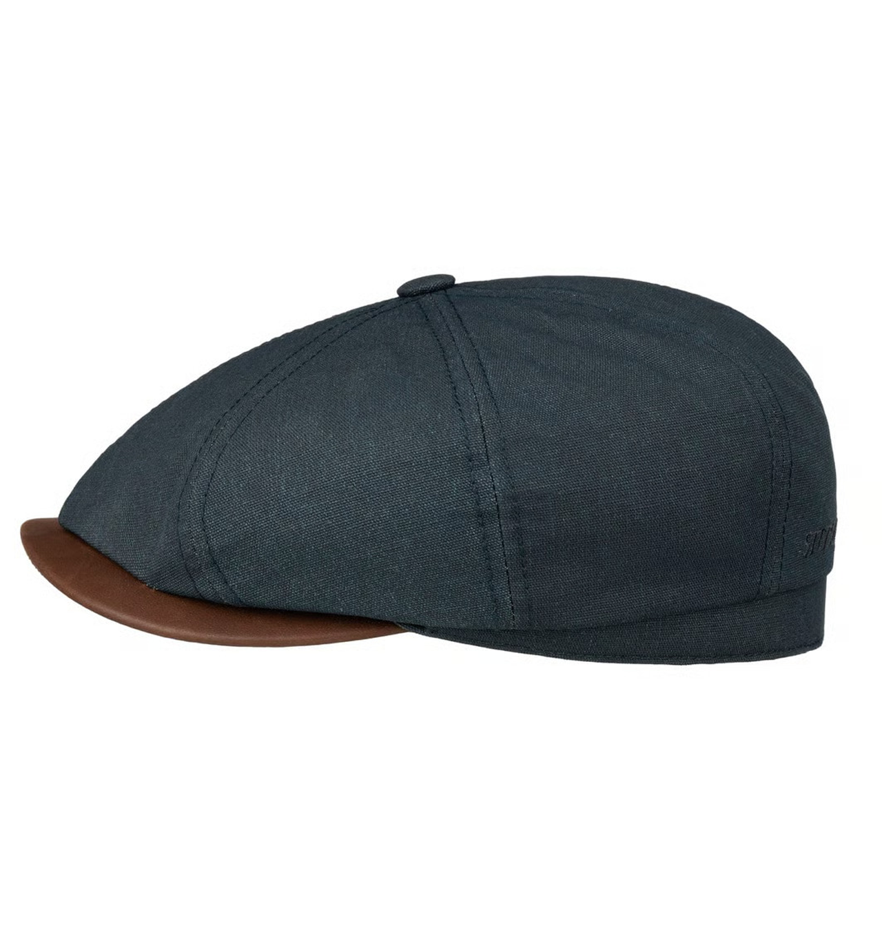 Stetson---Cotton-Linen-Waxed-Hatteras-Flat-Cap---Navy
