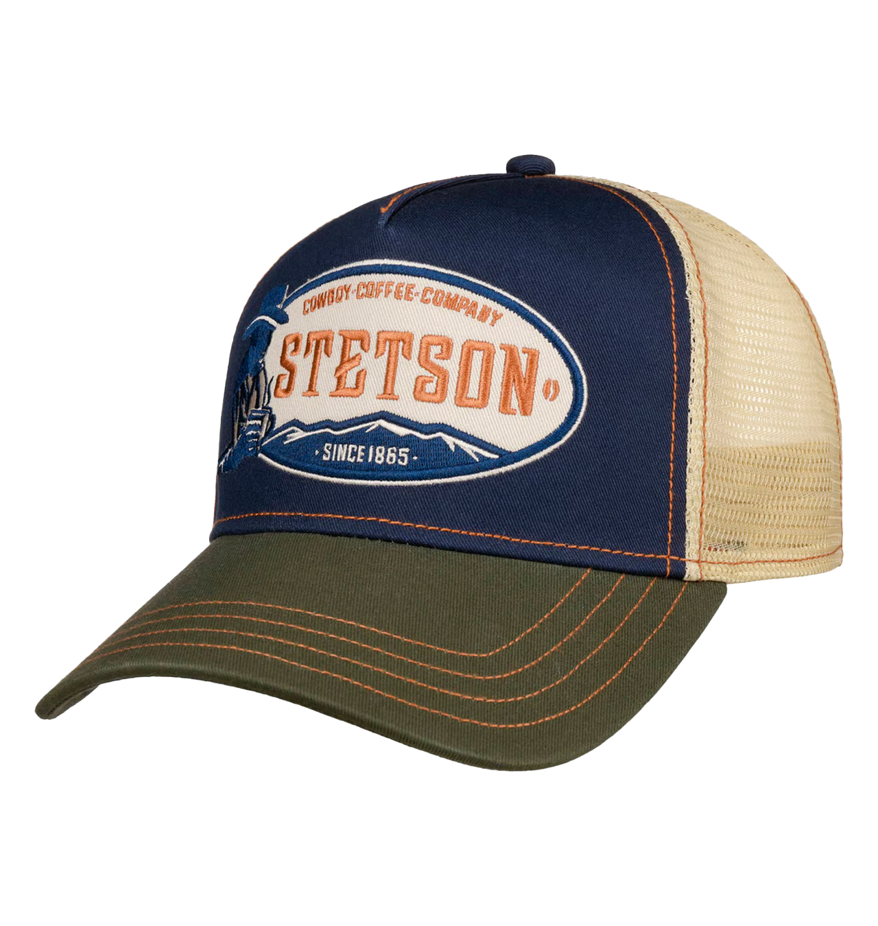 Stetson - Cowboy Coffee Trucker Cap - Olive / Navy