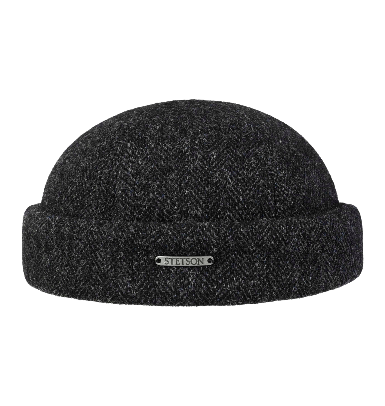 Stetson - Docker Hat Wool Herringbone - Dark Grey
