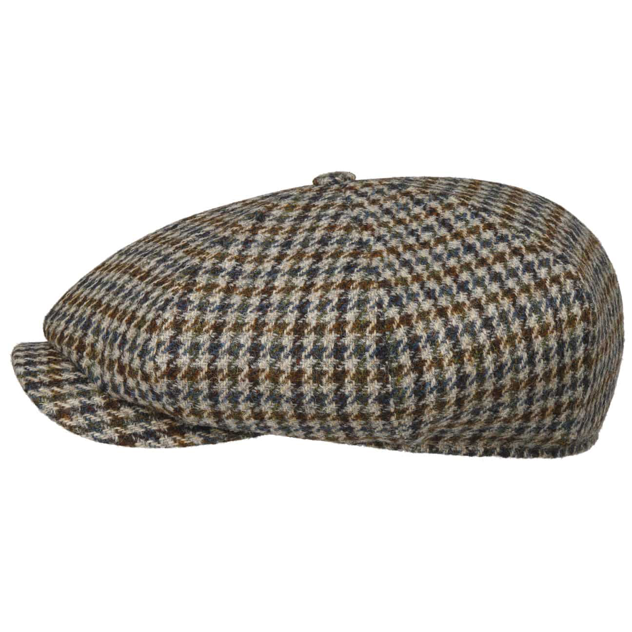 Stetson - Harris Tweed Houndstooth Newsboy Flat Cap - Red/Grey