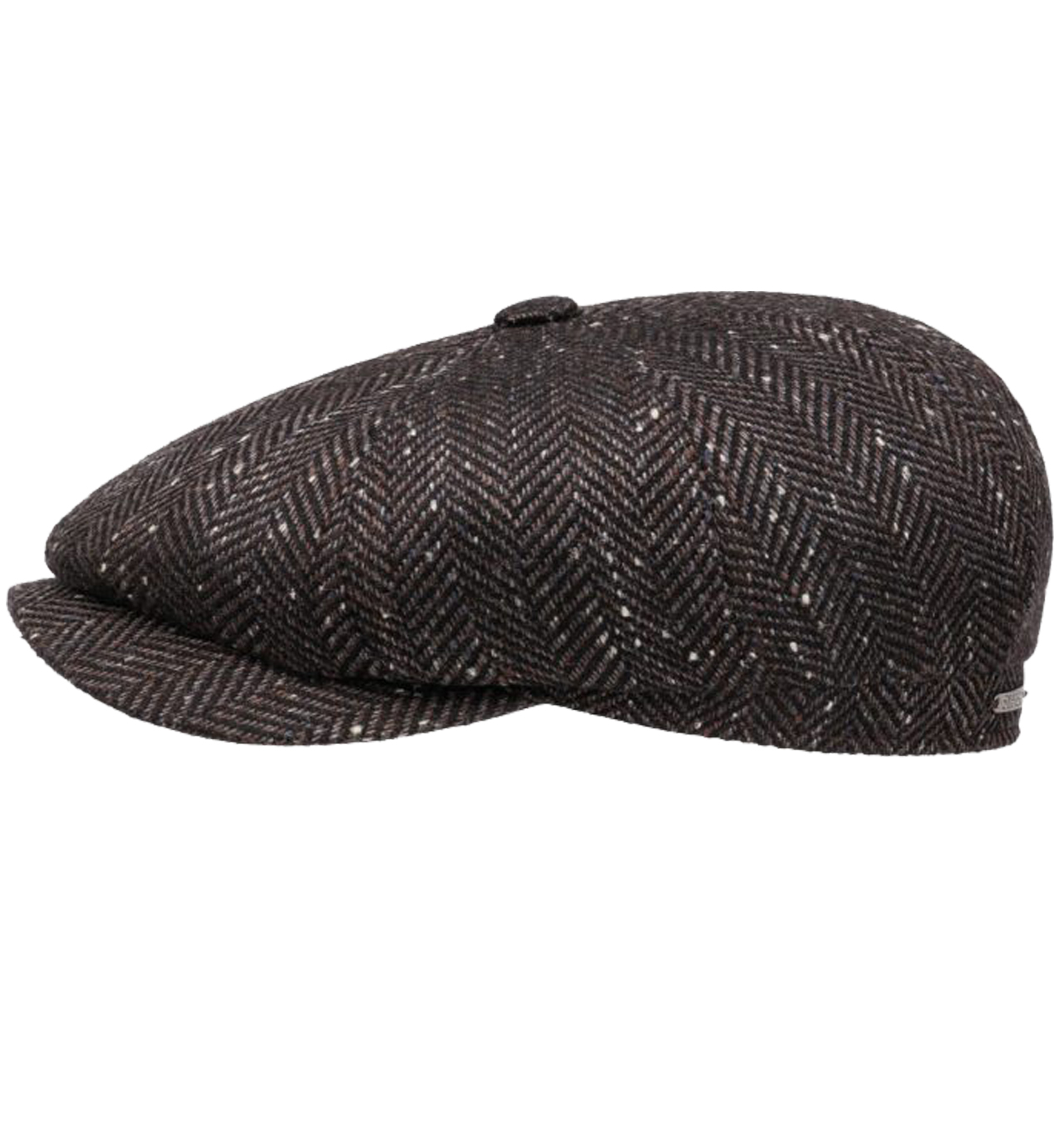 Stetson - Hatteras Cashmere Silk Flat Cap - Herringbone Black