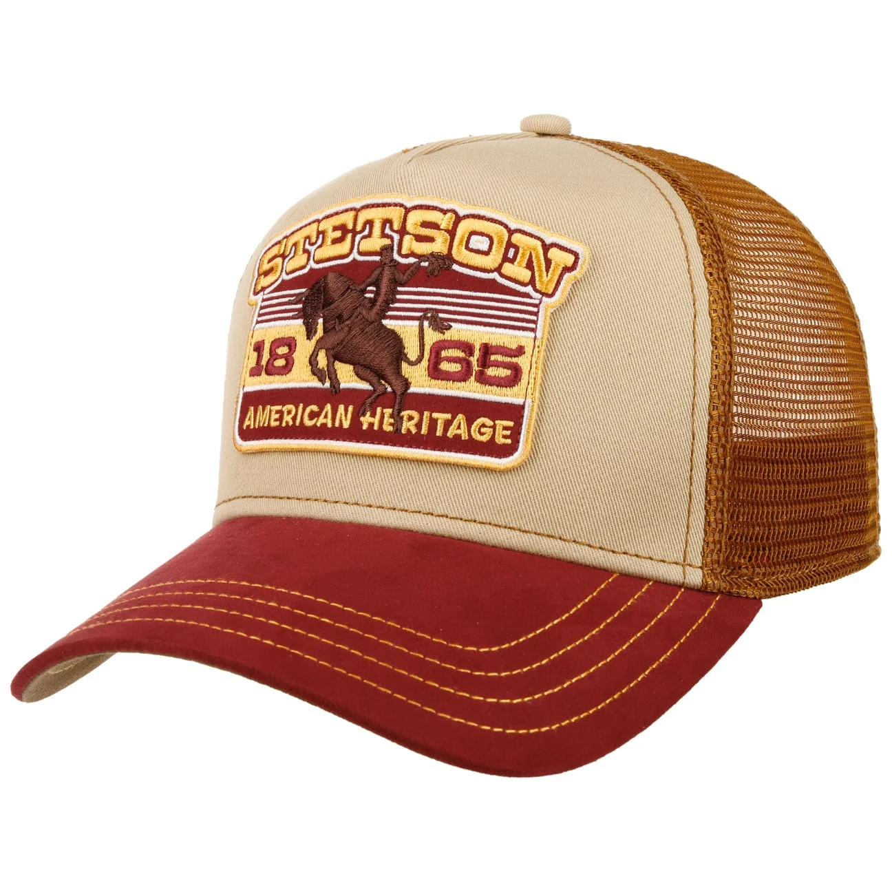 Stetson - Heritage Rodeo Trucker Cap - Beige/Red