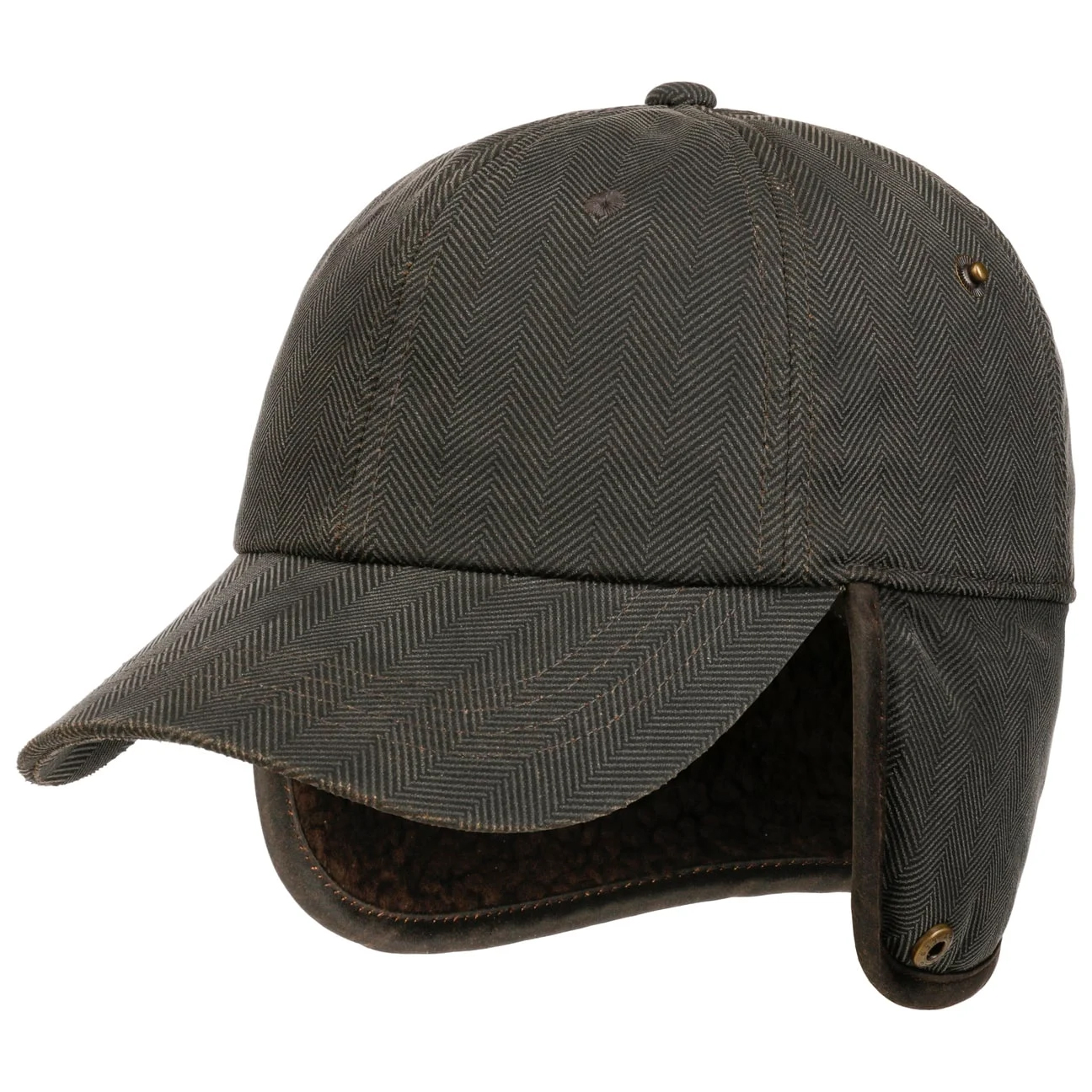 Stetson - Herringbone Cap with Ear Flaps - Grey