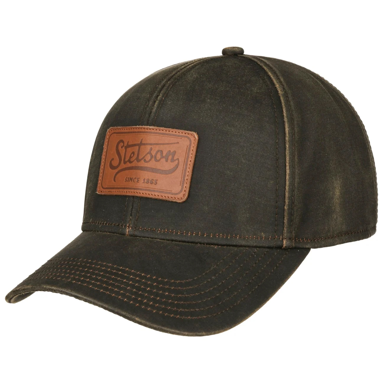 Stetson---Leather-Patch-Baseball-Cap---Brown-1