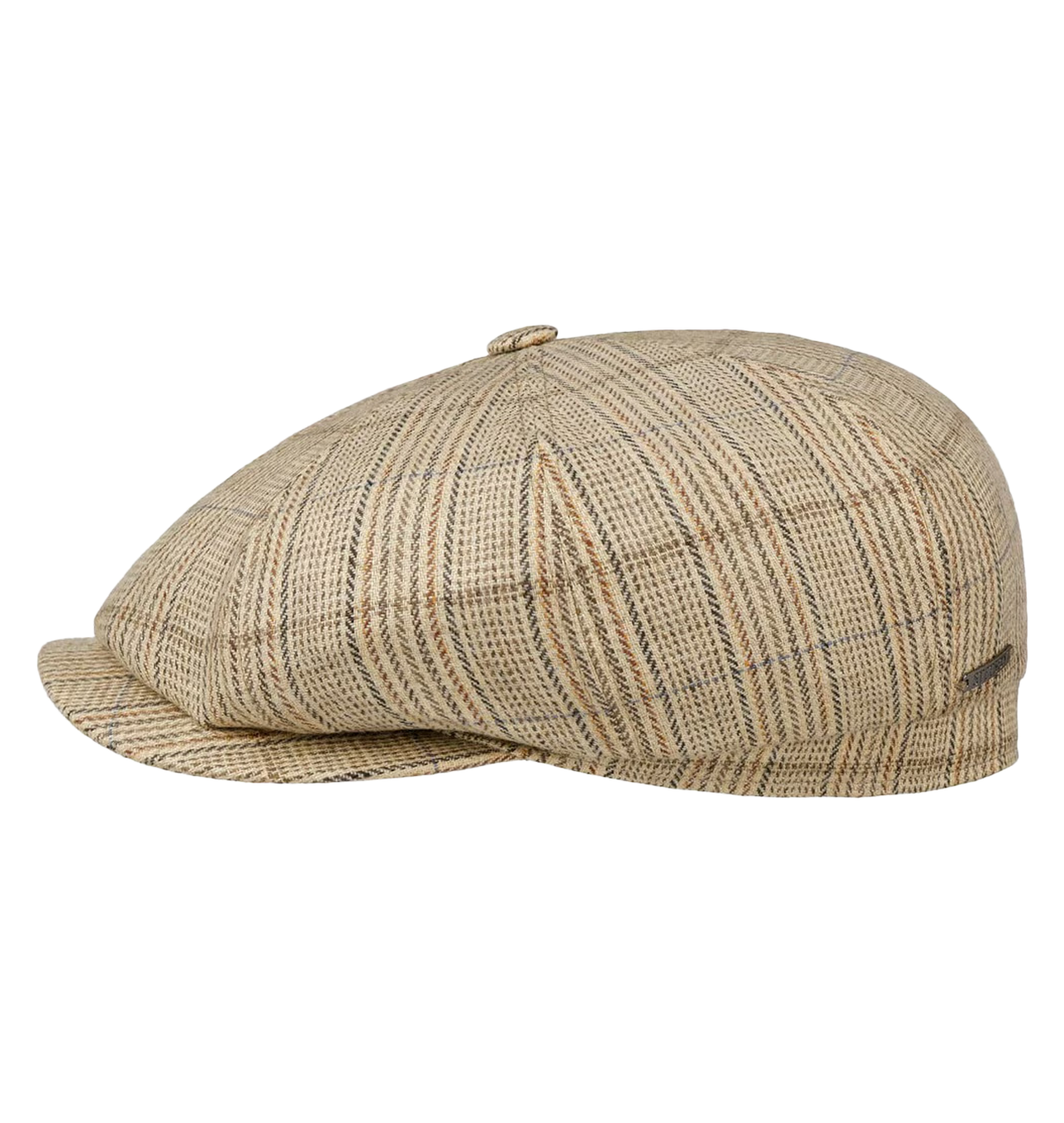 Stetson - Linen Hatteras Flat Cap - Beige / Grey Stripe