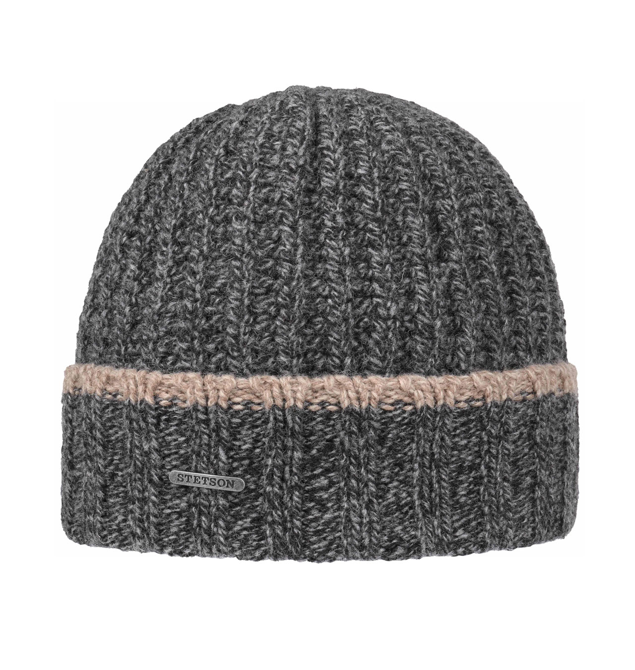 Stetson - Malcott Wool Beanie with Cuff - Grey