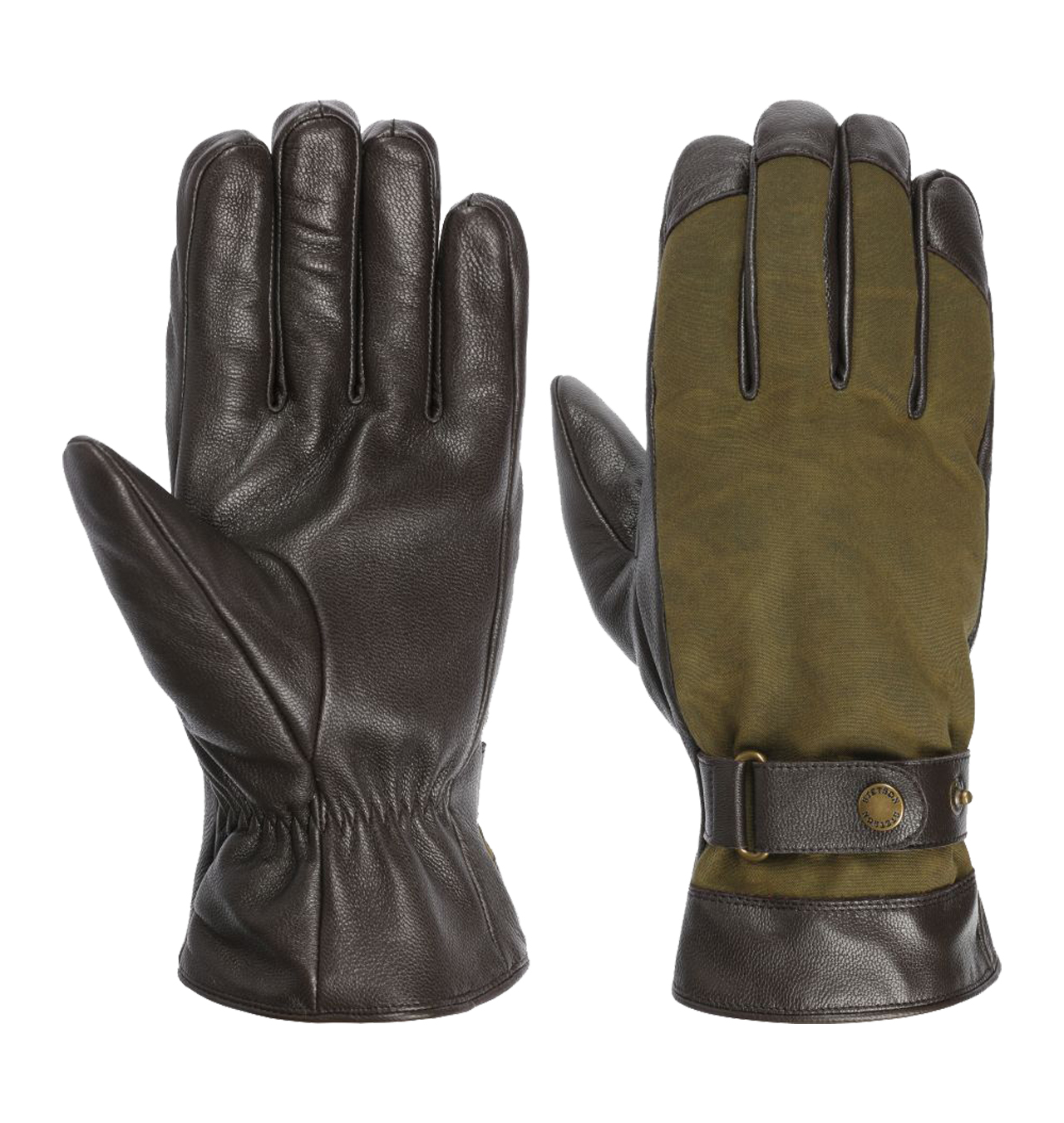 Stetson - Nappa Leather Waxed Cotton Gloves - Olive