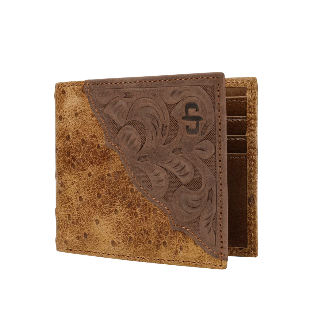 Stetson---Ostrich-Embossed-Leather-Bi-fold-Wallet---Brown-1