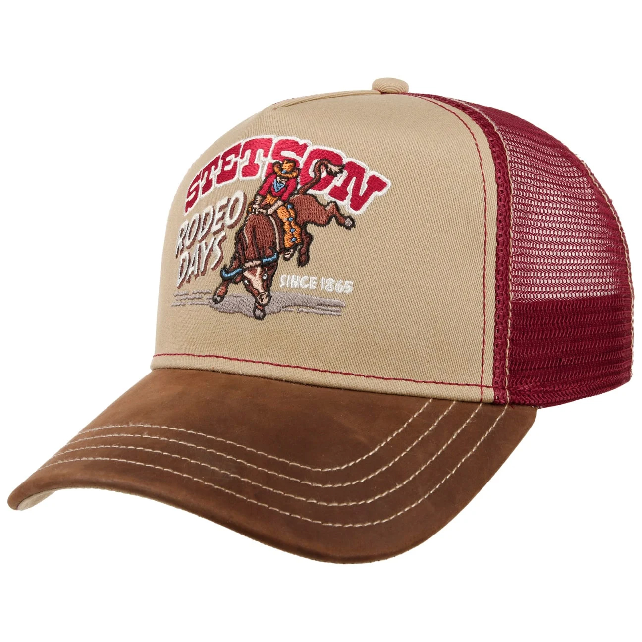 Stetson---Rodeo-Days-Trucker-Cap---Beige-Red