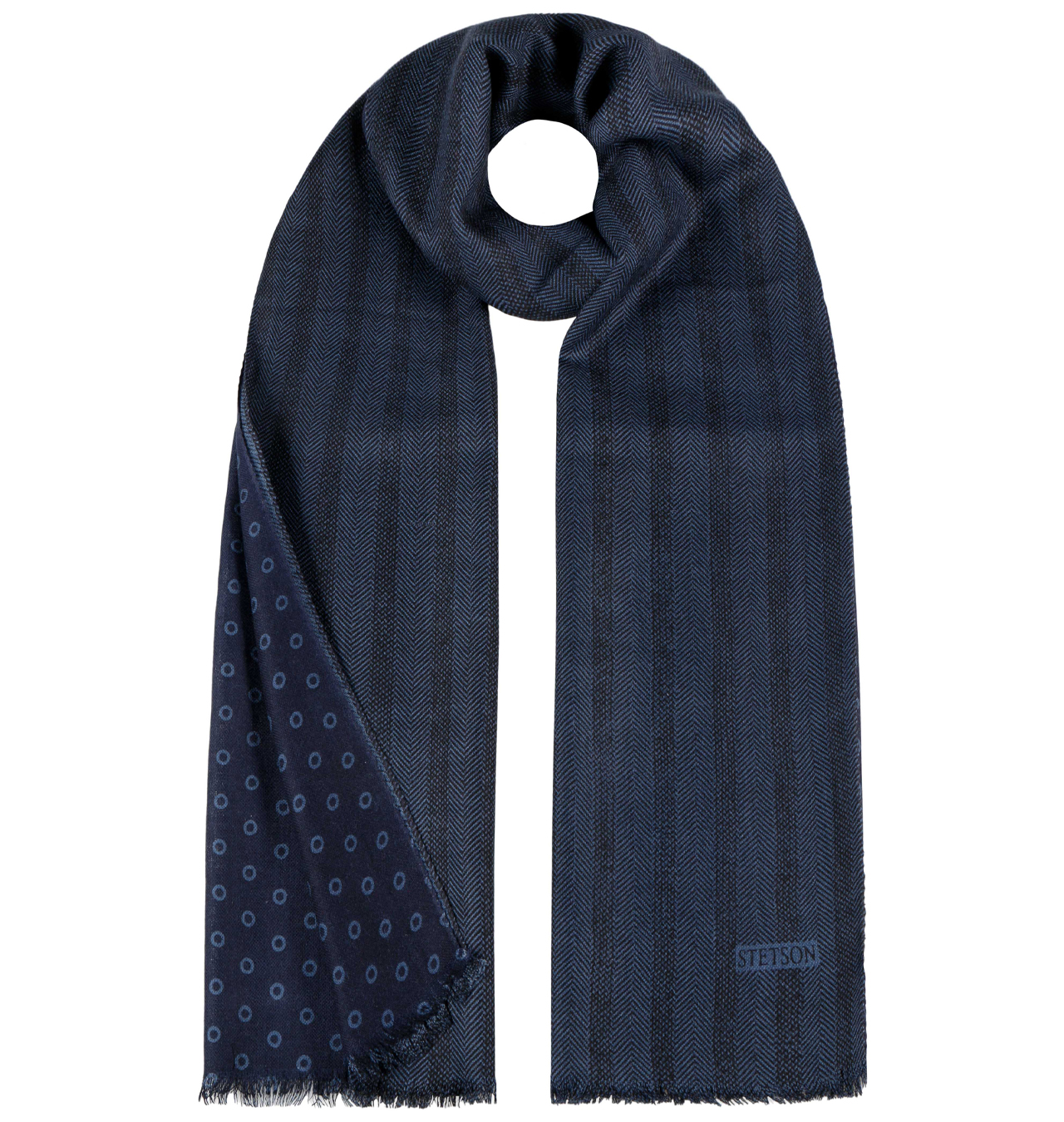 Stetson - Scarf Herringbone Patch - Dusty Navy / Blue / Black 