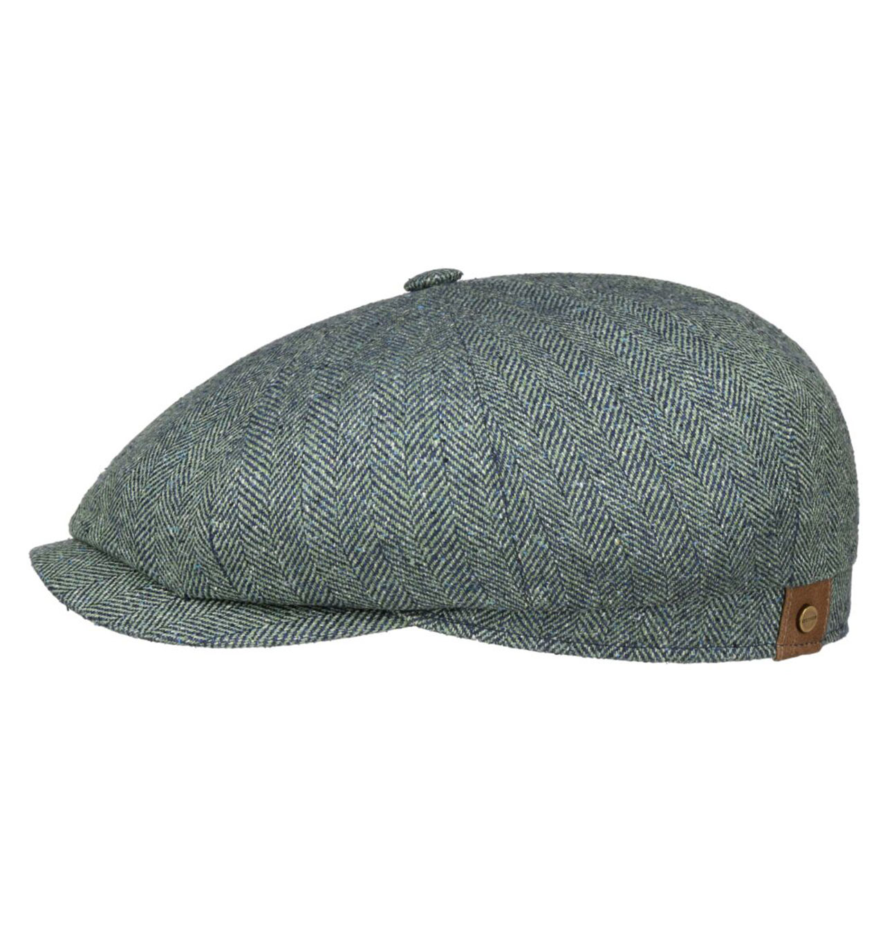 Stetson - Silk Hatteras Flat Cap - Green / Blue Herringbone
