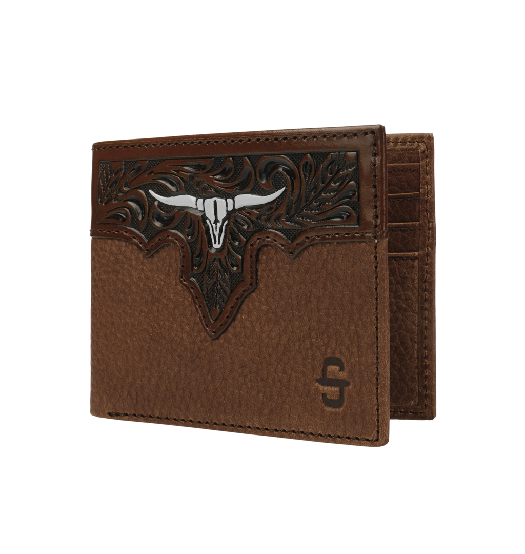Stetson---Steer-Head-Leather-Tri-fold-Wallet---Brown