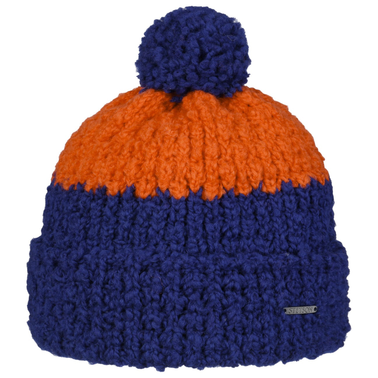 Stetson - Twotone Wool Pompom Hat - Blue/Orange