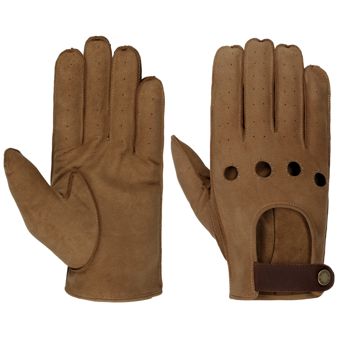 Stetson - Vented Leather Gloves - Brown