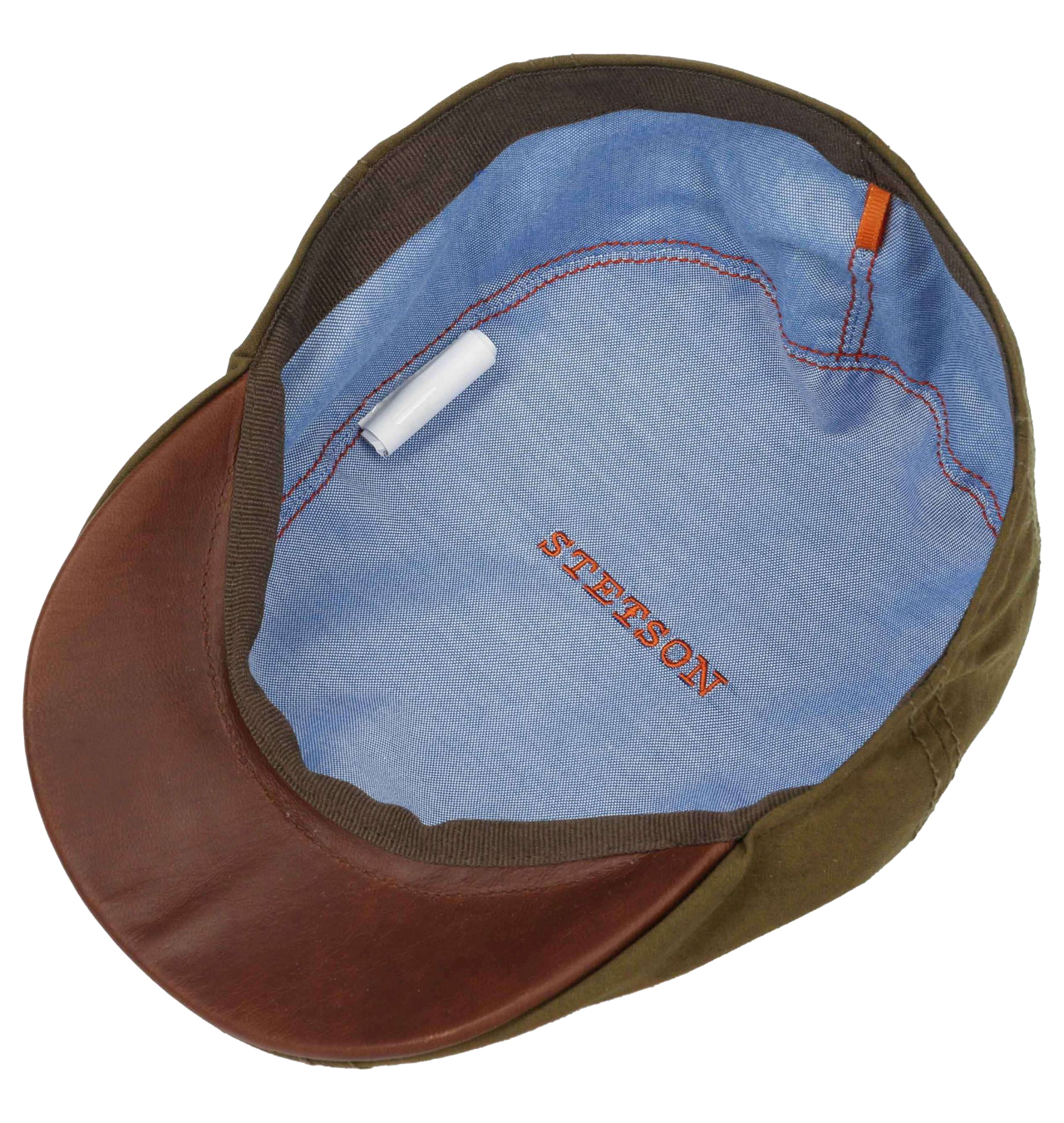 Stetson Waxed Cotton Flat Cap Olive