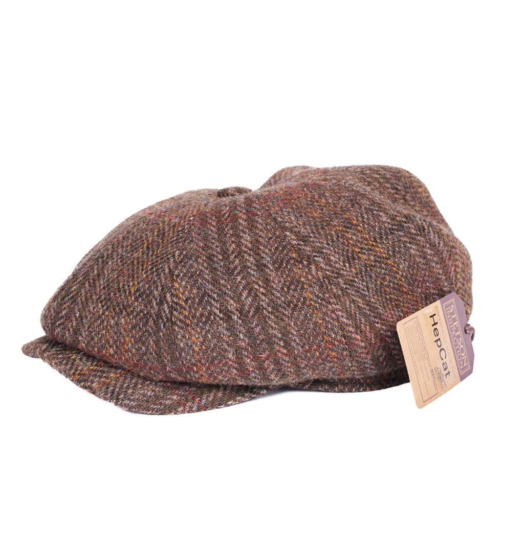 Stetson x Hepcat Store - 8-Panel Harris Tweed Newsboy Cap - Brown