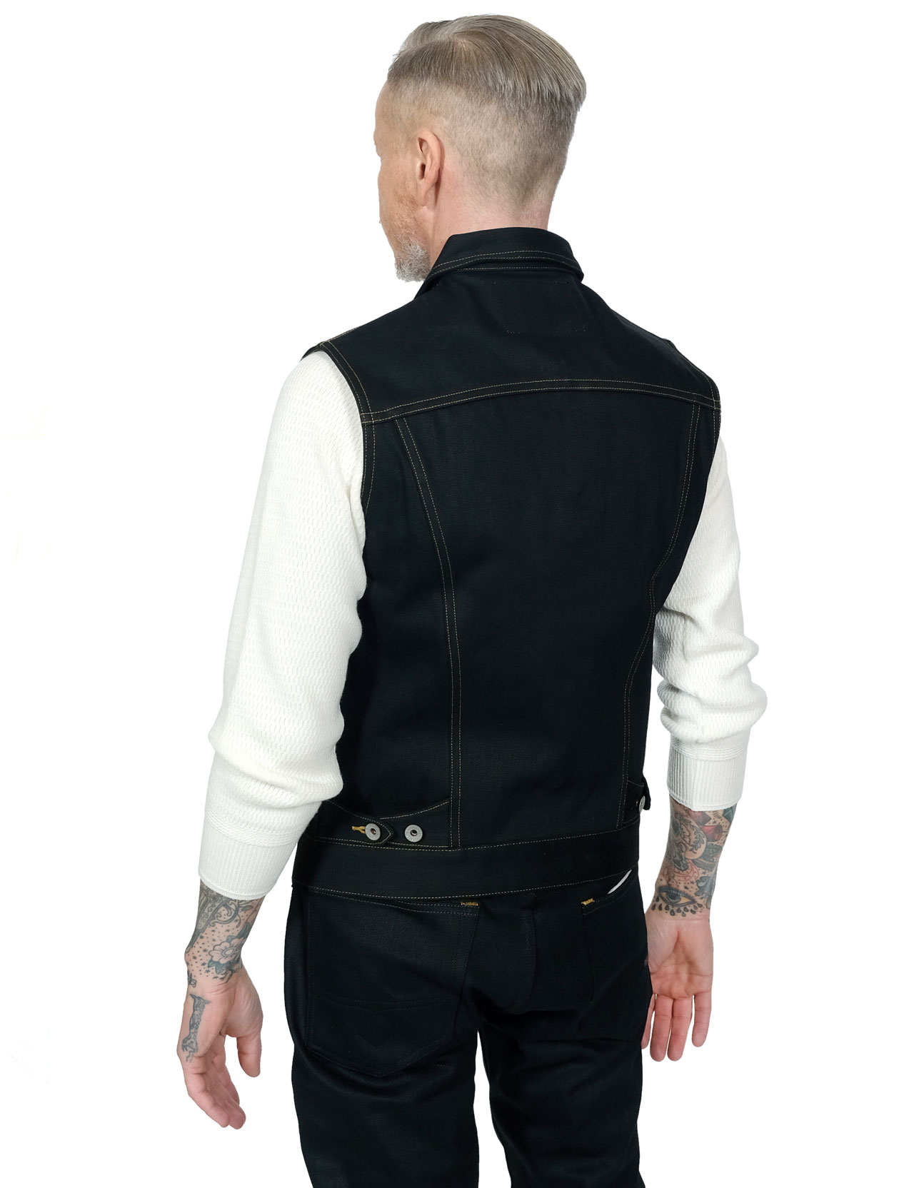Stevenson Overall Co. - 411 Bronco Denim Vest Rigid - Black