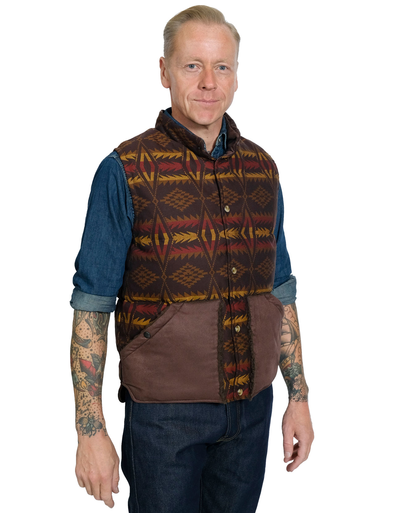 Stevenson-Overall-Co.---Black-Hills-Riversible-Down-Vest---Dark-Brown-1