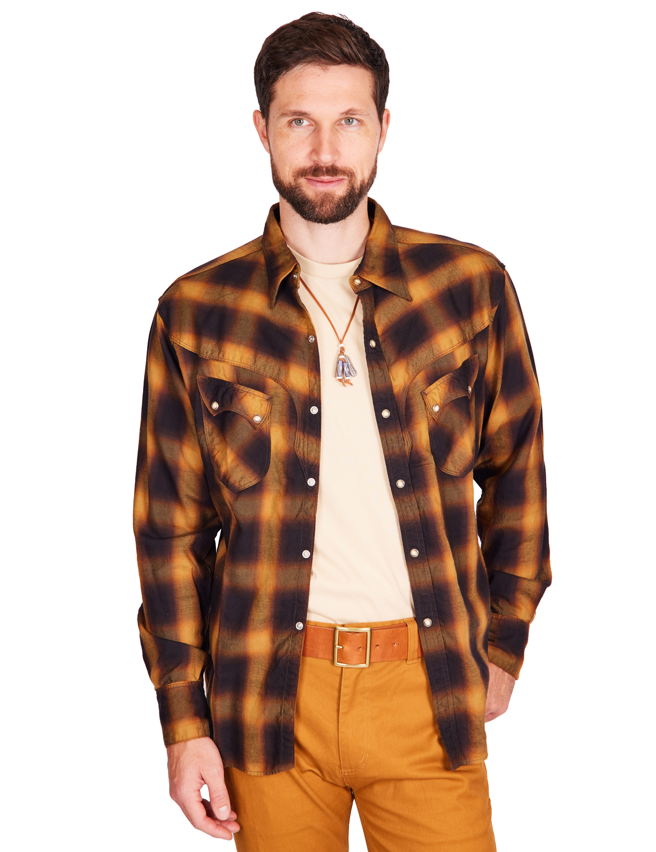 Stevenson Overall Co. - CD3 Cody Western Twill Shirt - Camel x Black