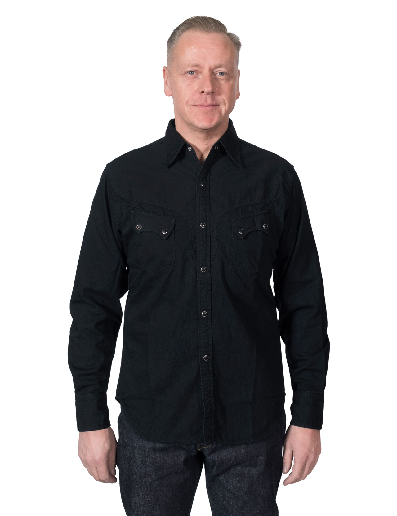 Stevenson Overall Co. - Cody Western Denim Shirt Black - 6.5oz