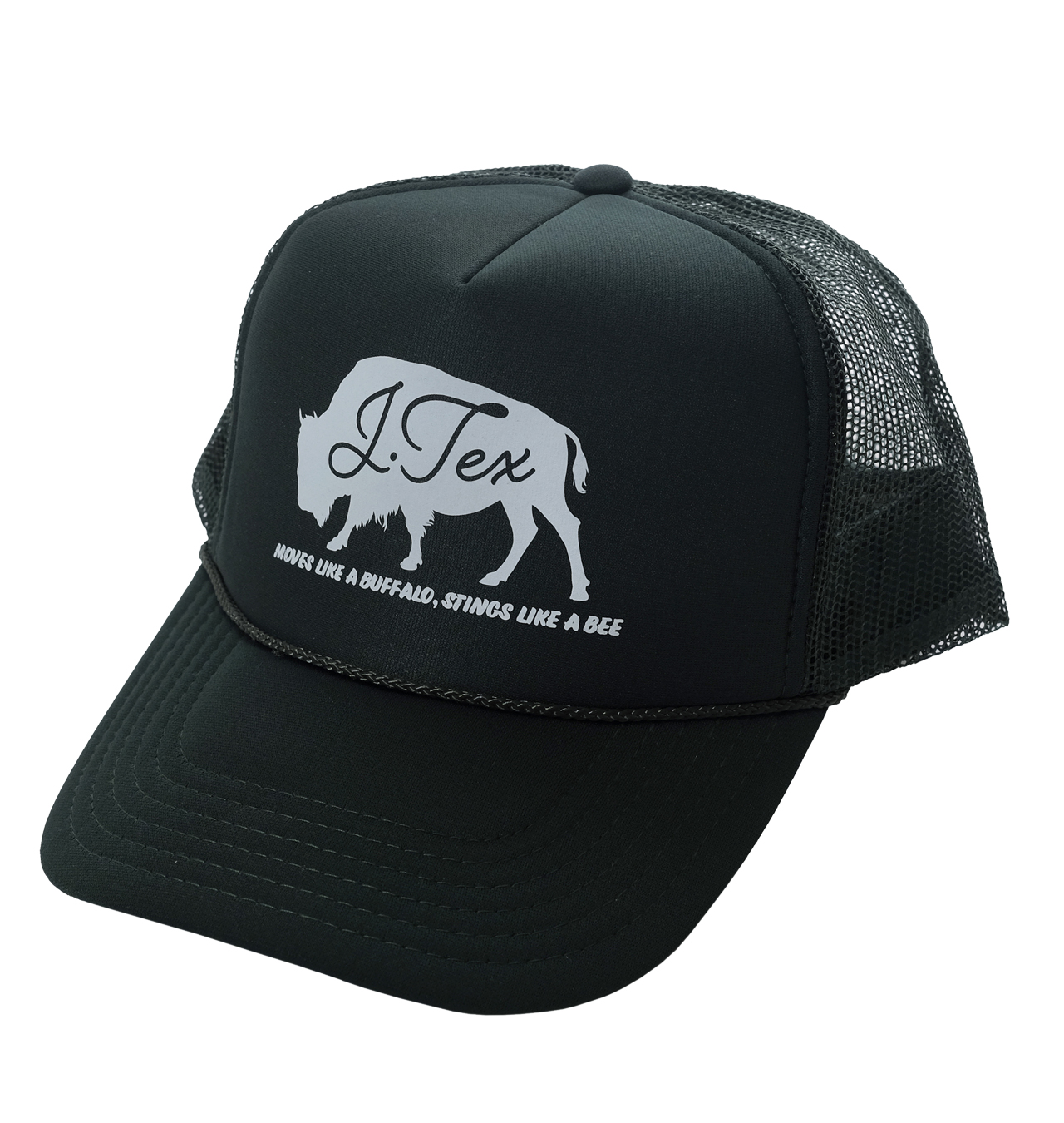 J Tex - Moves Like A Buffalo Trucker Cap - Dark Green/White