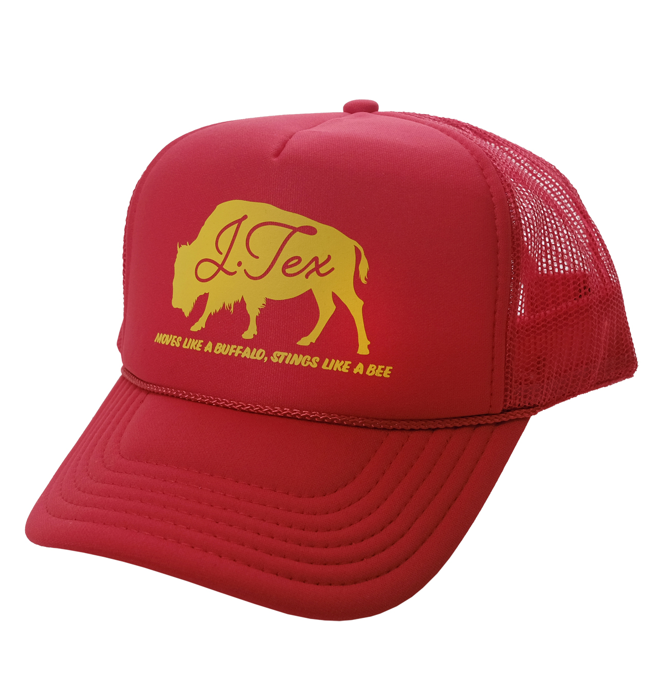 J Tex - Moves Like A Buffalo Trucker Cap - Red/Yellow