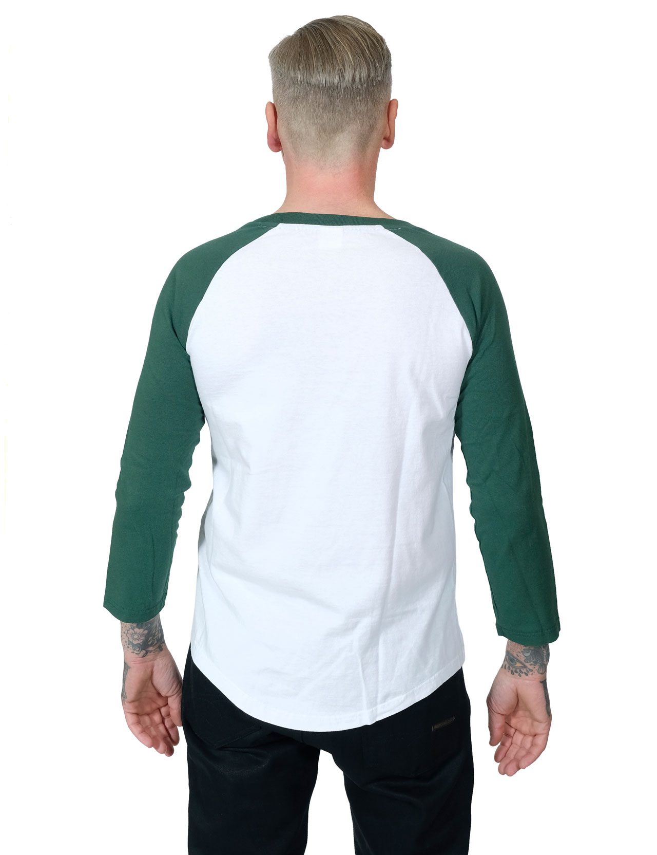 green and white baseball tee