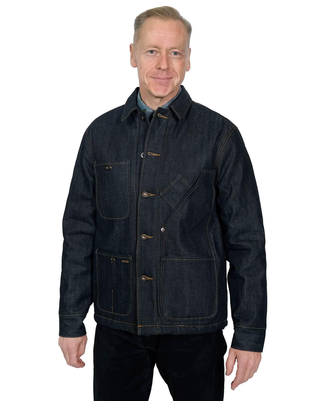 Tellason - Coverall Jacket Selvedge Denim Sherpa Lined - 14.75 oz