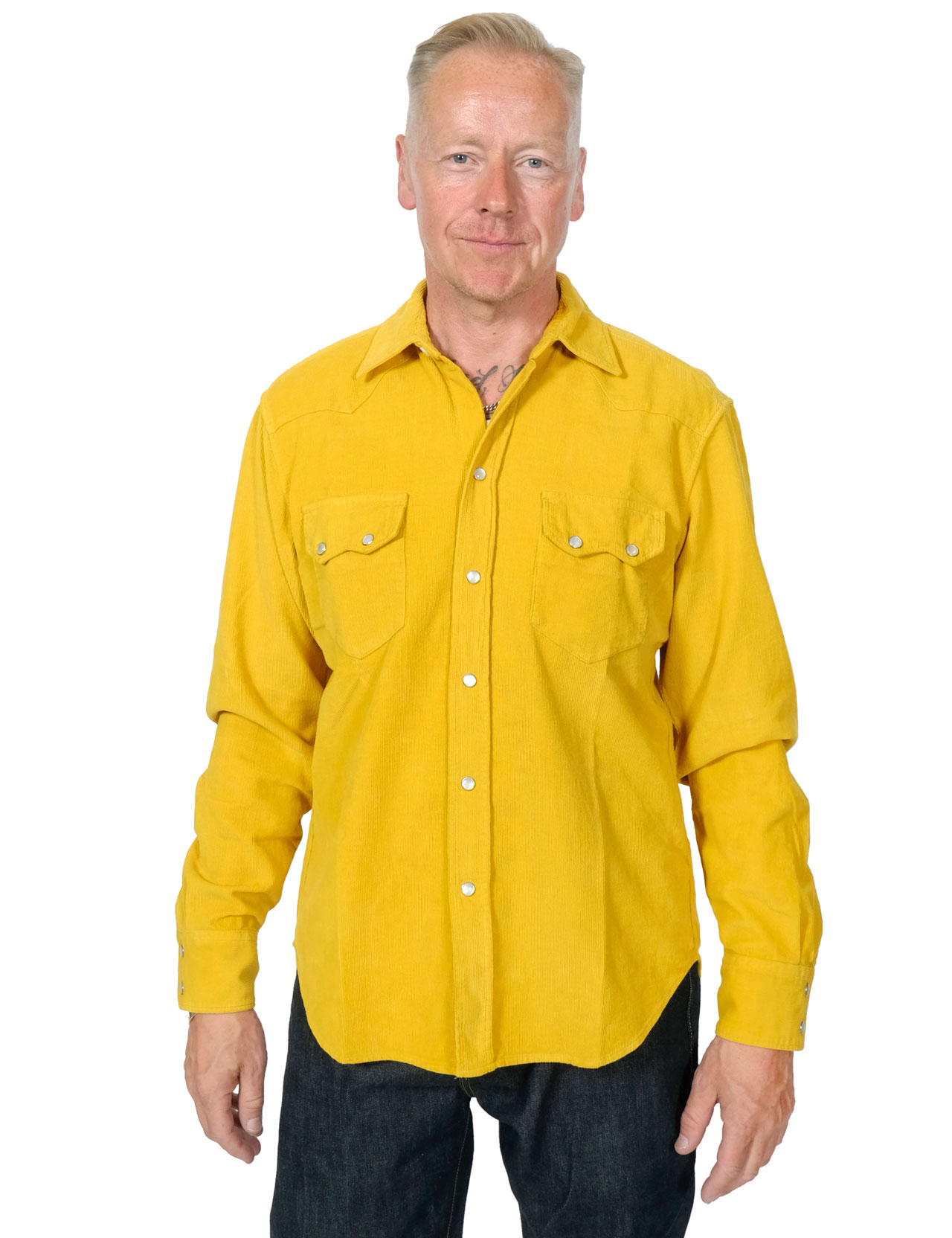 Tellason - Cowboy Western Shirt Vell Cord - Sunflower