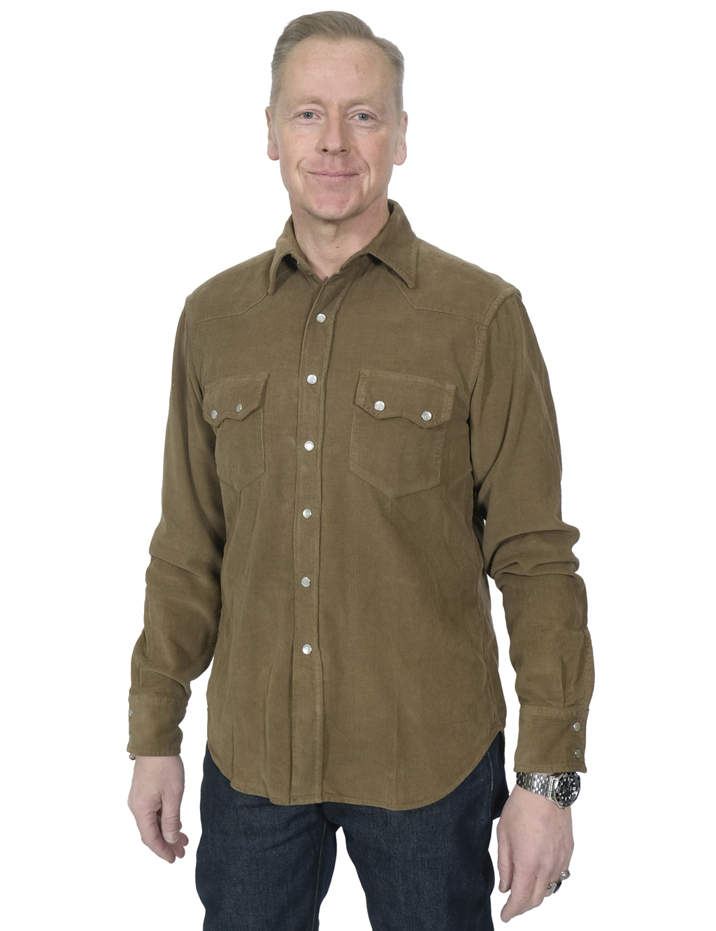 Tellason - Cowboy Western Shirt Vell Cord - Taupe