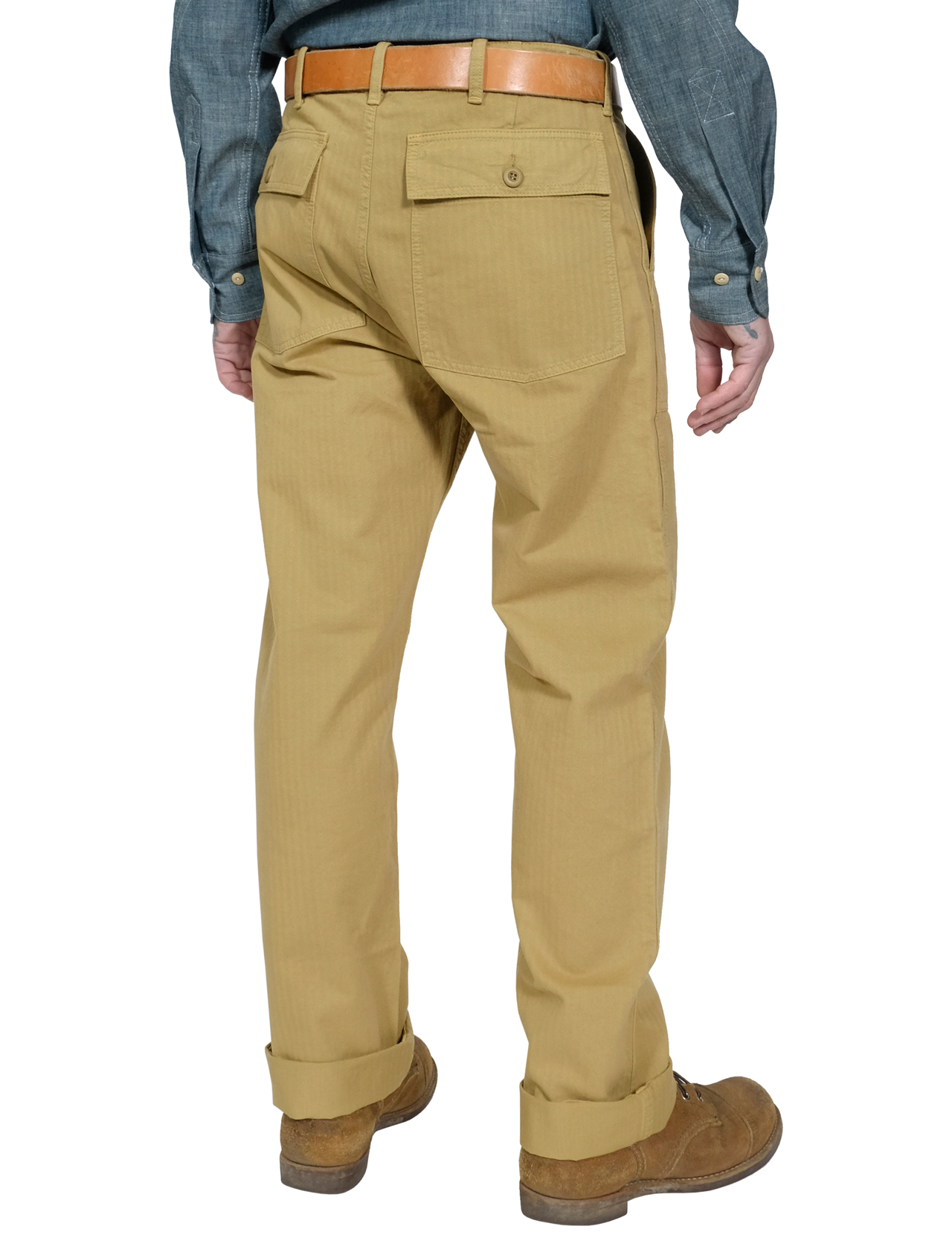 Tellason Fatigue Pant Straight Herringbone Twill Khaki