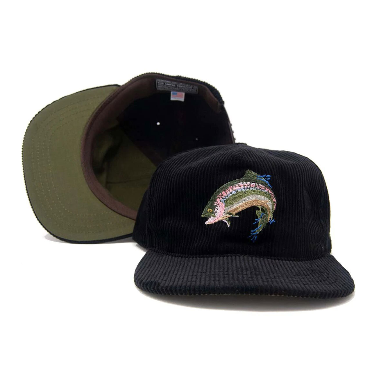 Rainbow II Trout Black Cord Cap