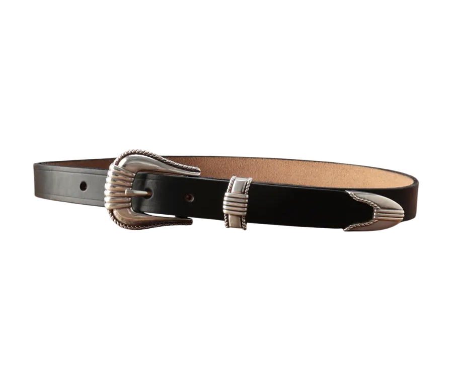 The Flat Head - 3 Piece Chromexcel Westen Belt - Black