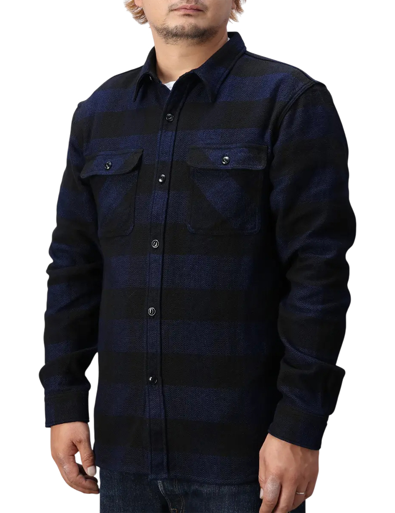 The-Flat-Head---Block-Check-Flannel-Shirt---Indigo-Dyed-1