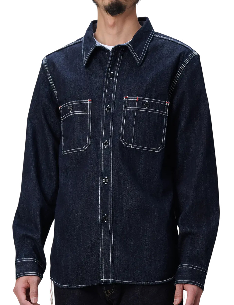 The Flat Head - Denim Work Shirt 10 oz - Blue