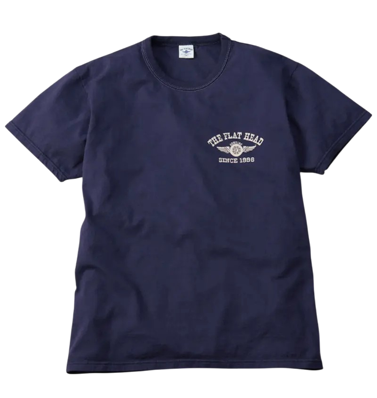 The Flat Head - Flying Wheel T-Shirt - Navy / Natural