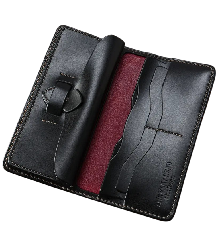 The Flat Head - Heritage Harness Leather Long Wallet - Black