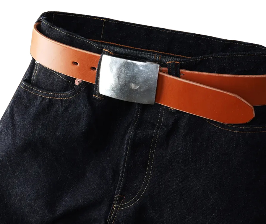 The Flat Head - Saddle Leather Plain Buckle Belt - Tan