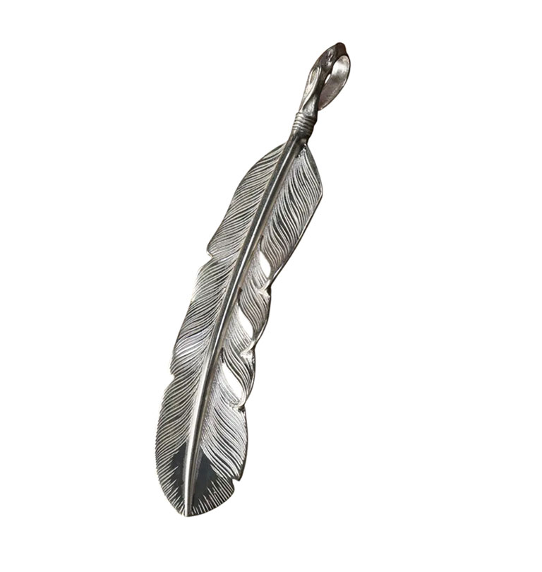 The-Flat-Head---Silver-Pendant-Top-Rough-Feather---Large222