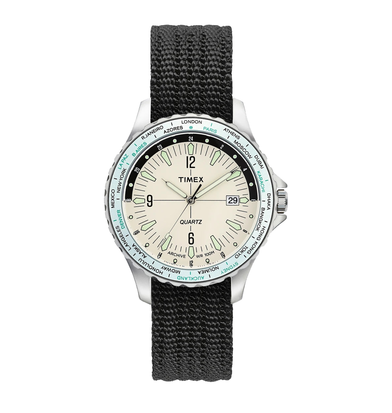 Timex---Navi-World-Time-38mm-Fabric-Strap-Watch---Stainless-Steel