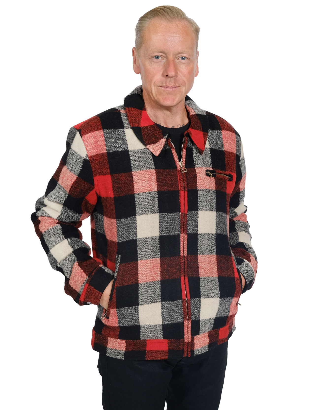 Triumph Motorcycles Avenham Quilted Checked Wool Jacket Red