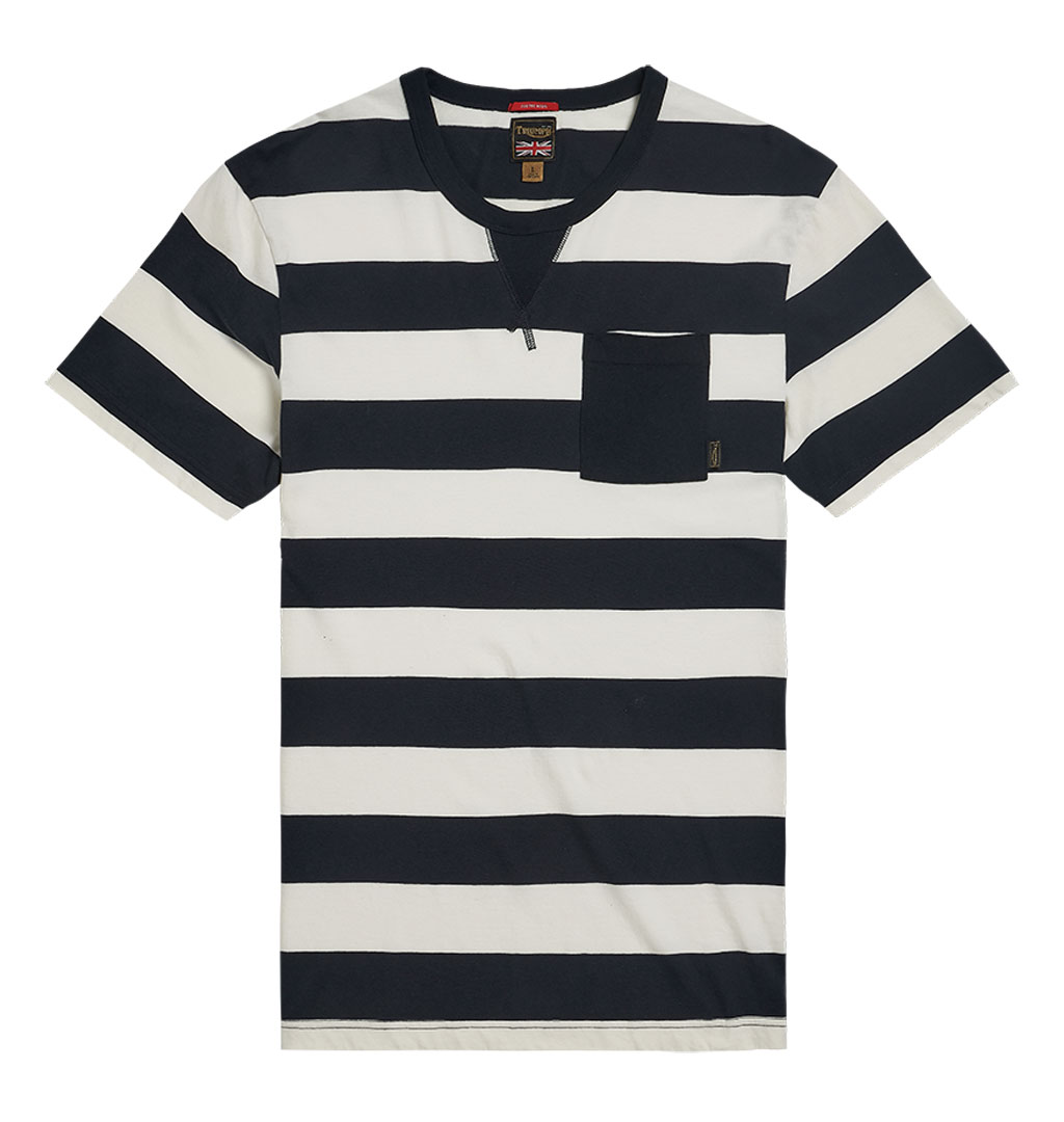 Triumph Motorcycles - Bratt Striped Pocket Tee - Bone/Black